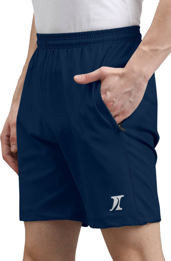 INDICLUB Solid Men Dark Blue Regular Shorts, Sports Shorts, Beach Shorts