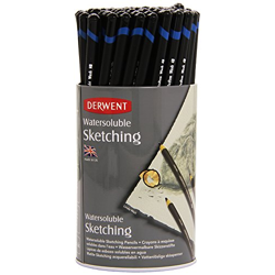Derwent Watersoluble Sketching Graphite Pencils Tub, Ideal for Sketching & Drawing, Includes 3 Shades (HB, 4B, 8B) Professional Quality - 34344 (Set of 72)