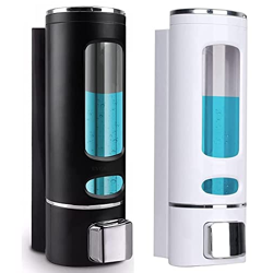 EVGREF Wall Mounted Soap Dispenser Shampoo Conditioner for Bathroom Kitchen (Pack of Black and White, 350 ML Each)
