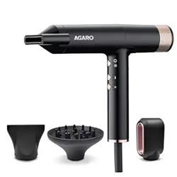 AGARO Royal BLDC Professional Hair Dryer, Brushless Motor, Ionic technology, 2000W, 110000 RPM, Fast Drying, 3 Speed & 3 Temperature Settings, Cool Shot Button, for Women, Men, Salon, Home, Black