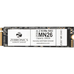 ZEBRONICS ZEB-MN26 256GB M.2 NVMe Solid State Drive (SSD), with 1900MB/s Read Speed, PCIe Gen 3.0, Next Level Performance, Ultra Low Power Consumption, Thermal Management and Silent Operation.