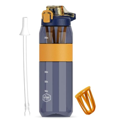 Clazkit 1600 ML Bottle with Travel Mugs with Scale, Tritan Strong Water Bottle Leak proof Durable BPA Free Non-Toxic Water bottle for office,Water bottle for gym- Color May Vary