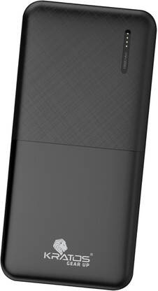 Kratos 10000 mAh 12 W Compact Pocket Size Power Bank(Black, Lithium Polymer, Fast Charging for Mobile, Earbuds, Speaker, Trimmer, Tablet)