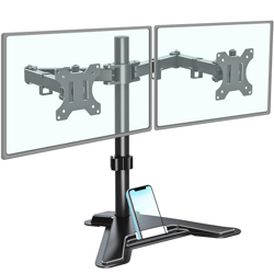 MOUNTUP Dual Monitor Desk Mount - Free Standing & Height Adjustable Monitor Support, Steady VESA Mount Computer Monitor Stand for Screen up to 27 inch, MU1002