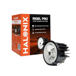 Halonix Rigel Pro 7W Chrome Finish Black Led Recessed COB Light | Ceiling Mountable : Neutral White, Pack of 1 COB Downlighter | Cut Out-2.3 Inch |
