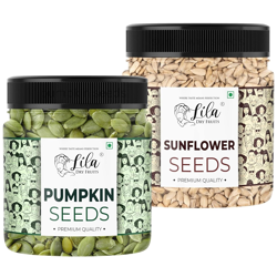 LDF Raw Pumpkin and Sunflower Seeds Combo 500g Each Pack of 2 | Protein Rich Healthy Snacks | High Fiber Superfood | Immunity Booster Diet | Seeds for Eating, Roasting 1 kg Perfect for Diwali Gifting