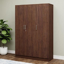Royaloak Zara 3 Door Wardrobe| Engineered Wood with Melamine Finish | Ample Storage | Chrome Handle | Back Sheet | Modern Design Wooden Wardrobe | Durable & Long Lasting Wooden Wardrobe for Clothes