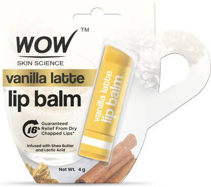 WOW SKIN SCIENCE Vanilla Latte Lip Balm | Softens Dry & Chapped Lips | Protects Lips From Dryness Vanilla(Pack of: 1, 4 g)