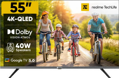 realme TechLife 139 cm (55 inch) QLED Ultra HD (4K) Smart Google TV 2025 Edition(55UHDGQRDDVQ)