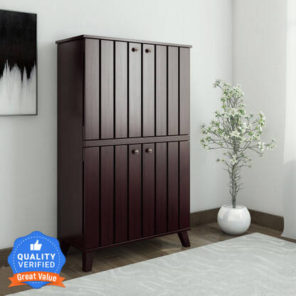 Flipkart Perfect Homes Cole Engineered Wood Shoe Rack(Chocolate Wenge, 6 Shelves, Knock Down)