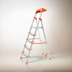 Houza 5 Step Foldable Aluminium Step Ladder with Tool Tray and Build in Bucket Holder for Home Use, Lightweight and Anti-Slip Multipurpose 250 Kg Load Bearing with 5-Year Warranty