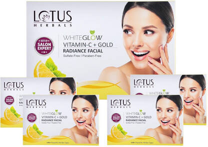 LOTUS HERBALS WHITEGLOW VITAMIN C + GOLD RADIANCE FACIAL KIT(4 IN 1) (