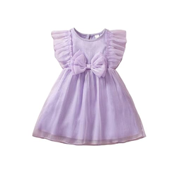 Tior Baby-Girl's Polyester A-Line Knee-Length Dress (TG-KD-90-PURPLE-5