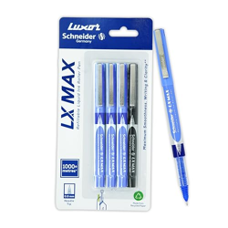 LUXOR SCHNEIDER LX MAX ROLLER BALL PEN, PACK OF 4, 3 BLUE+1 BLACK, NEE