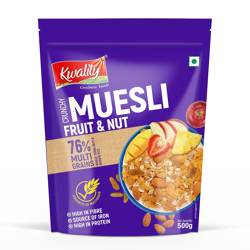 Kwality Muesli Fruit and Nut 500gram | 76% Multi Grains | No Maida | N