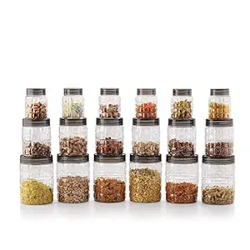 CELLO Checkers PET Canister Set of 18 (300ml x 6, 650ml x 6, 1200 x 6)