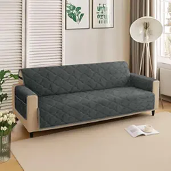 Cortina Velvet Reversible Quilted Sofa Cover, Washable Couch Cover wit