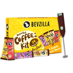 Bevzilla 24 Coffee Sachets & Frother (24 X 2 Gram Sachets) | 6 Pouches