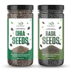 GREENFINITY HEALTHY SEEDS COMBO- CHIA SEEDS (175G) BASIL SEEDS (200G) 