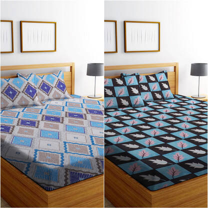FLIPKART SMARTBUY MICROFIBER DOUBLE FLAT 160 TC PRINTED BEDSHEET(PACK 