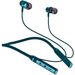 Black-R Bluetooth Wireless in Ear Earphones with Mic, Bombastic Bass - 13 mm Drivers, Dust and Water Resistant, Fast Charge, Low Latency, v5.4 Bluetooth Neckband, Green