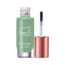 LAKM 9 To 5 Primer + Glossy Finish Nail Colour|| Greenpistachio|| 6Ml