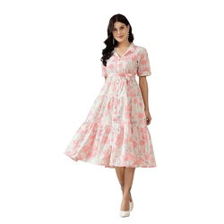 Stylum Women's Floral Printed Cotton Flared Dress