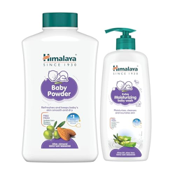 Himalaya Baby Powder (700g) + Extra Moisturizing Baby Wash (400ml)- Co