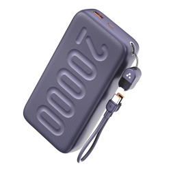Ambrane 20000mAh Powerbank with in-Build Type C Cable, 22.5W Fast Char
