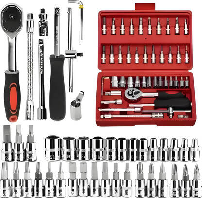 JOYFUL JUNCTION 46PCS SOCKETS, EXTENSION BARS, MECHANIC KITS FOR HOUSE