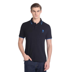 U.S. POLO ASSN. Men's Tipped Collar Pure Cotton Slim Fit Polo Shirt (U
