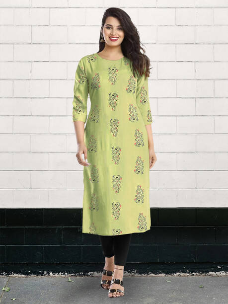 ETHNICBASKET WOMEN PRINTED CREPE STRAIGHT KURTA