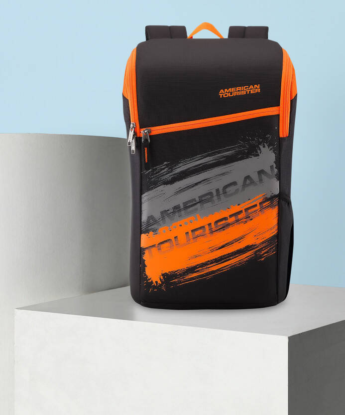 AMERICAN TOURISTER Medium 24 L Backpack Zest Sch Bag(Black, Orange)