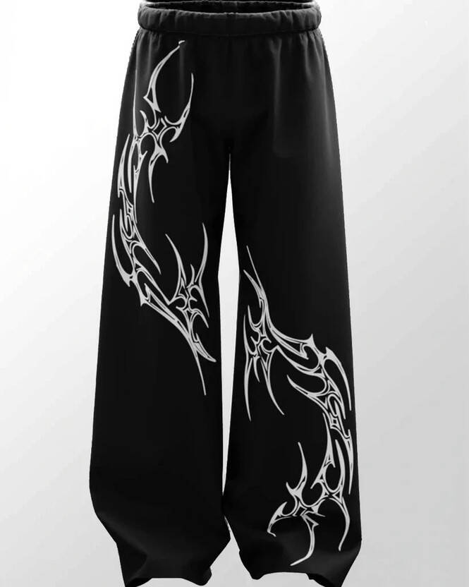 ZEN1FASHION MEN PRINTED BLACK TRACK PANTS