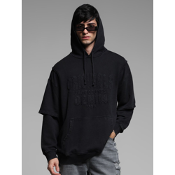 Jack & Jones Men Typography Printed Hood Cotton Pullover Ribbed Sweatshirt