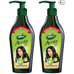 Dabur Amla Hair Oil - 1100ml (550ml x 2) | For Strong, Long and Thick hair | Nourishes Scalp | Controls Hair Fall, Strengthens Hair & Promotes Hair Growth