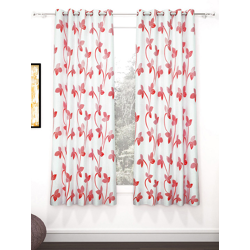 Story@home Nature White & Red 2 Pieces Ethnic Motifs Printed Window Curtains