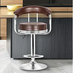 Da URBAN Classic Height Adjustable & Revolving Bar Stool/Kitchen Chair (Brown) (1 Pc) Leatherette, 48 D x 52 W x 81 H Cm