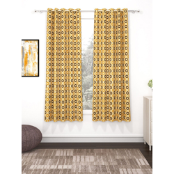 Story@home Nature Beige & Brown Set of 2 Geometric Window Curtains