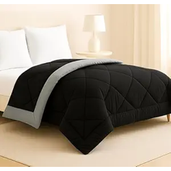BSB HOME Luxury Reversible Comforter Double Size | Dual Color Soft Quilt for AC Room | Winter & Summer | Rainy Season Plush Microfiber | Solid Color Comforter  90x100 Inches, Black & Grey
