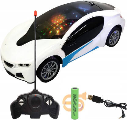CADDLE & TOES Famous Car Remote Control 3D with LED Lights, Chargeable(White)