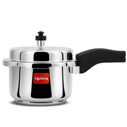Lifelong Stainless Steel Pressure Cooker 3Liters | Induction & Gas Stove Compatible with Outer Lid, ISI Certified & Lock System | Safe & Durable Kitchen Essential with 5 Years Warranty (Silver)