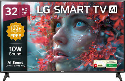 LG LR570 80 cm (32 inch) HD Ready LED Smart WebOS TV 2025 Edition with Alpha5 Gen 6 AI Processor | 100+ Free LG Channels | AI Brightness Control | AI Sound (Virtual Surround 5.1 Up-mix) | FTA Satellite Port | Magic Remote Compatible | 60Hz Refresh Rate | Alexa Built In | Works with Hey Google(32LR570B6LA)