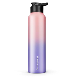 Longway Rush 1 LTR Stainless Steel Water Bottle | Leak-Proof & Rust-Free Design | Perfect for School, Office, Home, Gym, Travel & Ideal for Men, Women & Kids (1000 ml, Aqua-Rose).