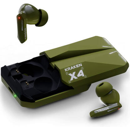 TRIGGR Kraken X4 with 13mm Drivers, 40ms Latency, ENC, 60H Battery, Rubber Finish, v5.4 Bluetooth(Army Green, True Wireless)