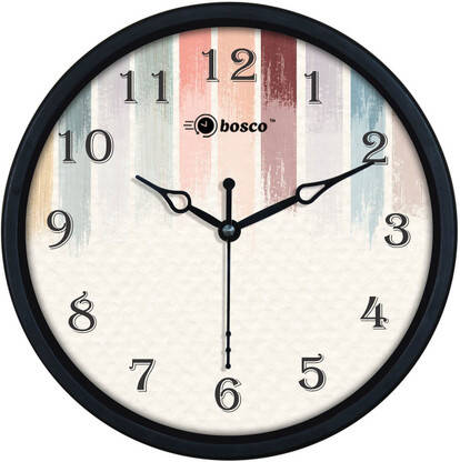 BOSCO Analog 20 cm X 20 cm Wall Clock(Black, With Glass, Standard)