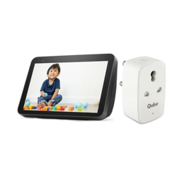 Amazon Echo Show 8 (2nd Gen) Black with QUBO 16A Wifi + Bluetooth Smart Plug with Alexa