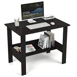Callas Engineered Wood Computer Desk with Shelf  Modern Laptop Study Table for Home Office, Workstation & Writing Desk for Students and Professionals (ST-09-Black)