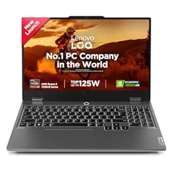 Lenovo LOQ, AMD Ryzen 5 7235HS, NVIDIA RTX 3050A 4GB, 12GB RAM, 512GB SSD, 15.6(39.6cm), 144Hz, Windows 11, Office Home 2024, Grey, 2.4Kg, 83JC00HNIN, 3 Mon. Game Pass Gaming Laptop