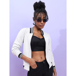 Campus Sutra Checked Windcheater Cotton Bomber Jacket